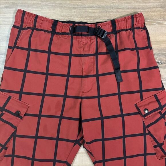 Nike x Patta Men XL Mars Stone Cargo Pants Red Black Windowpane Plaid Streetwear - Picture 2 of 7